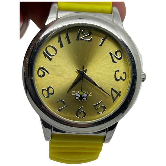 AVON Counting Critters Yellow Quartz Watch Silver Tone Stretch Band Untested - Picture 3 of 8